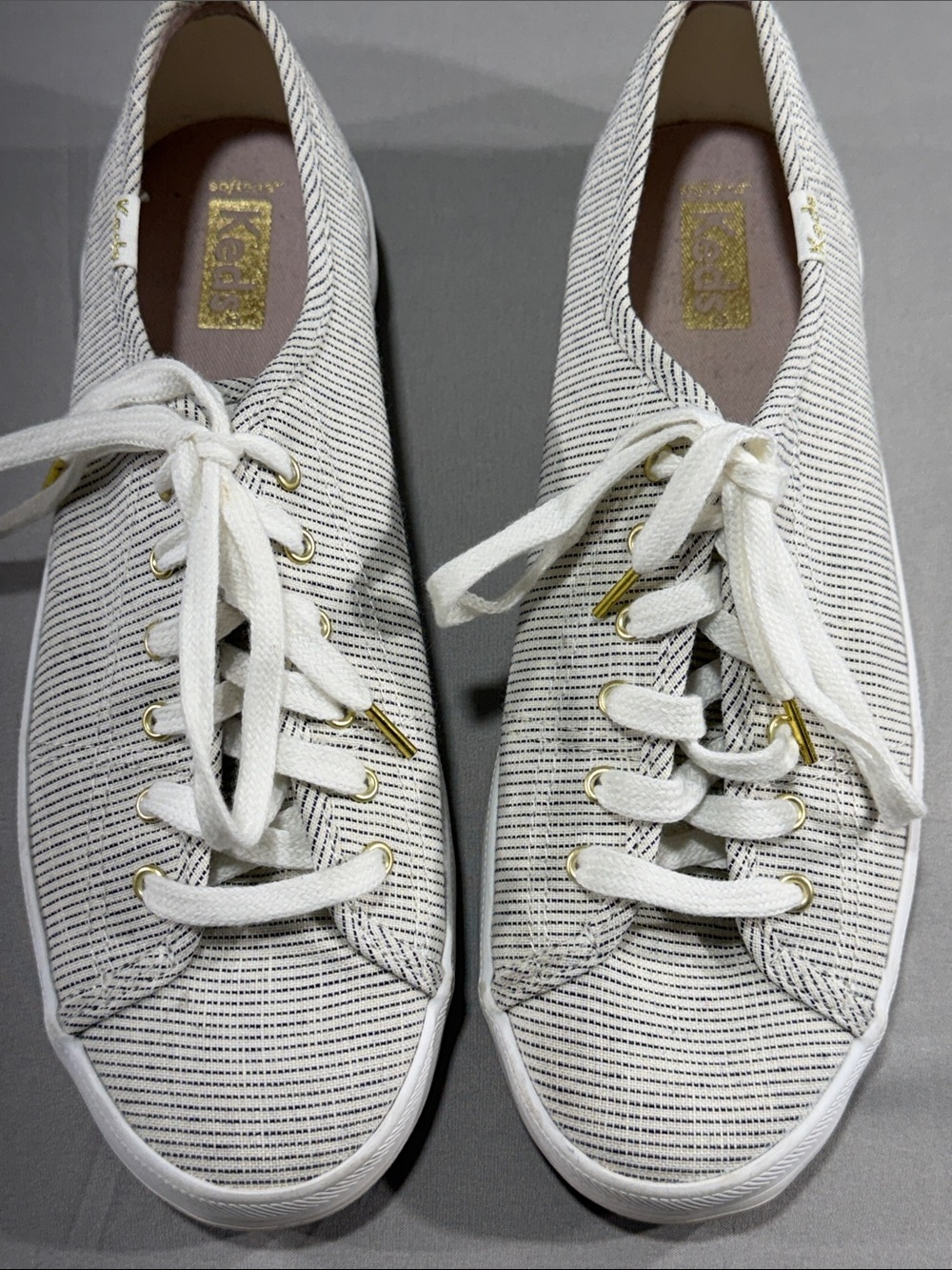 Keds Striped Canvas Slip-On in White and Navy